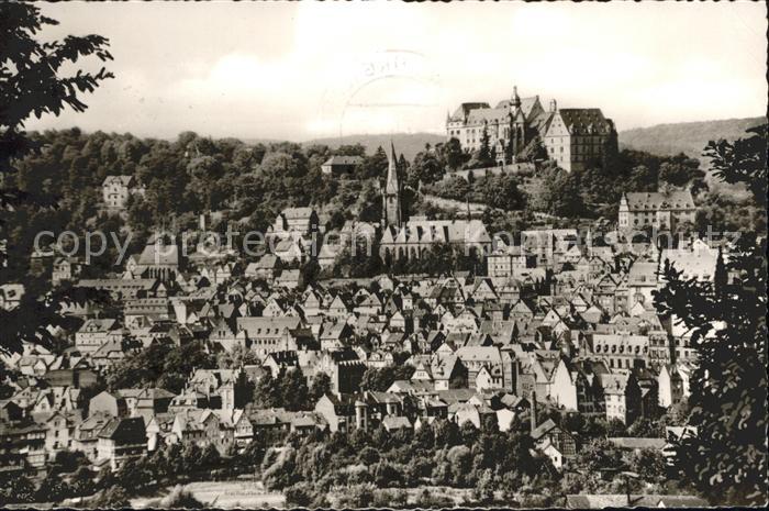 Marburg Lahn Stadblick mit Kirche und Schloss