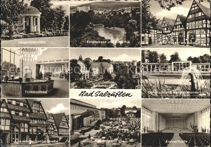 Bad Salzuflen Leopoldsprudel Kurklinik mit See Salzhof Trinkbrunnen Badehaeuser