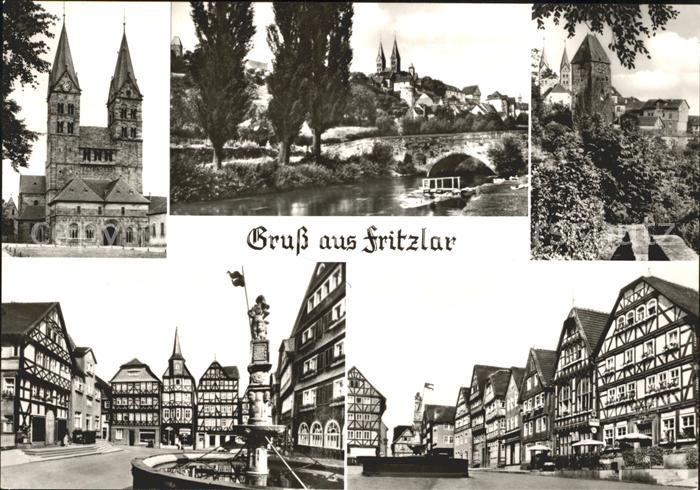 Fritzlar Kirche Stadtblick Burg Brunnen Strassenpartie