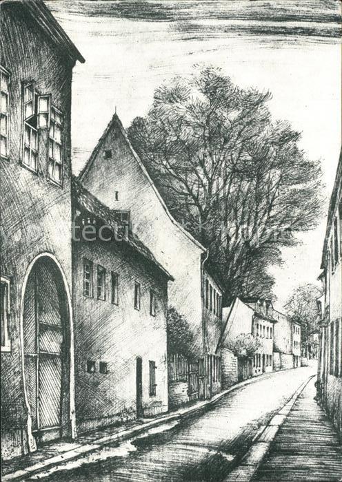 Eberbach Neckar Strassenpartie Zeichnung