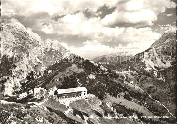 BERCHTESGADEN Bayern Jennerbahn Berggaststaette mit Hohem Brett und Schneibstein
