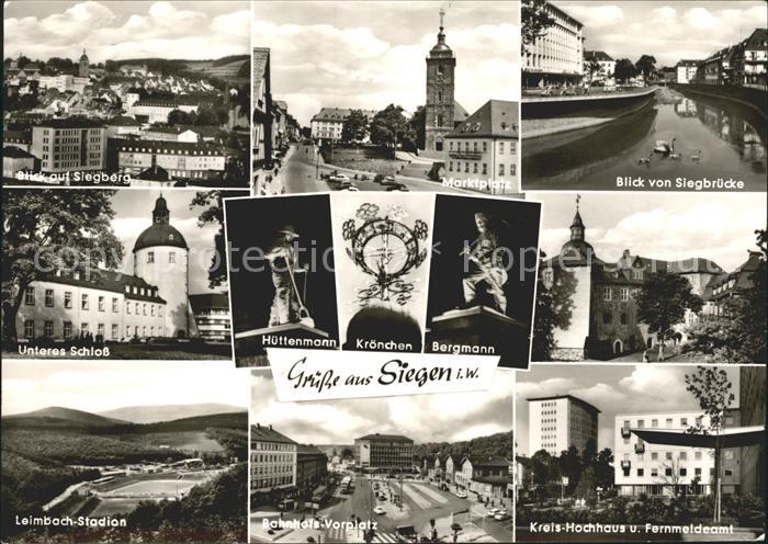 Siegen Westfalen Siegberg Marktplatz Siegbruecke Unteres Schloss Huettenmann Kro
