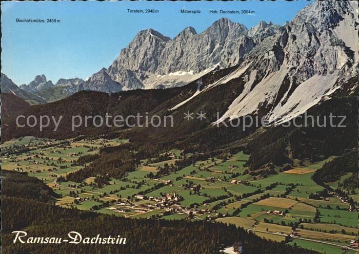 Ramsau Dachstein Steiermark Totalansicht mit Bischofsmuetze Torstein Mitterspitz