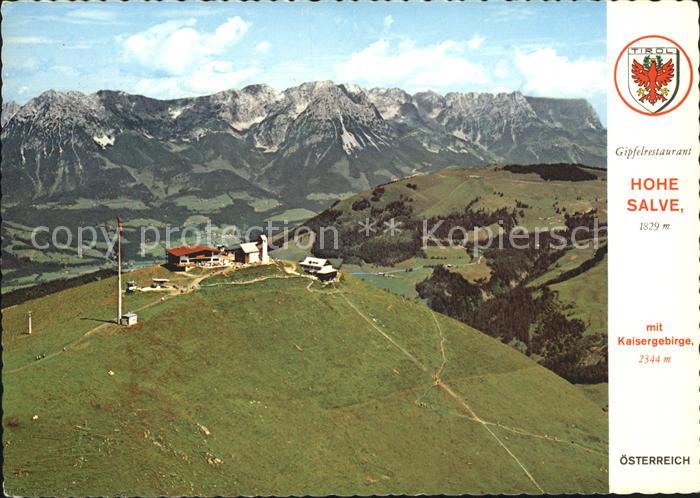 Hopfgarten Brixental Gipfelrestaurant Hohe Salve mit Kaisergebirge Fliegeraufnah