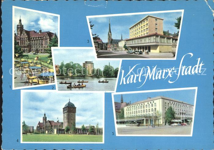 Karl-Marx-Stadt CHEMNITZ Rathaus Theaterplatz Roter-Turm Hotel-Chemnitzer-Hof