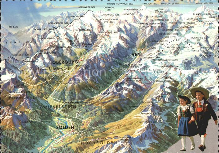 Soelden oetztal Panoramakarte vom Inner-oetztal Kinder in Tracht