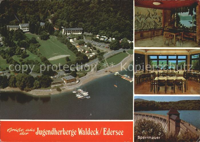 Waldeck Edersee Jugendherberge Fliegeraufnahme Sperrmauer