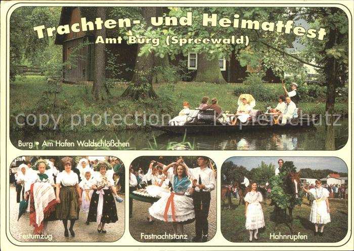 Burg Spreewald Hafen Waldschloesschen Hahnrupfen Tracht