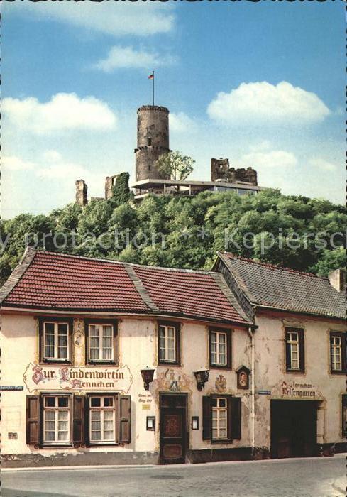 Bad Godesberg Historische Gaststaette Zur Lindenwirtin Aennchen mit Godesburg