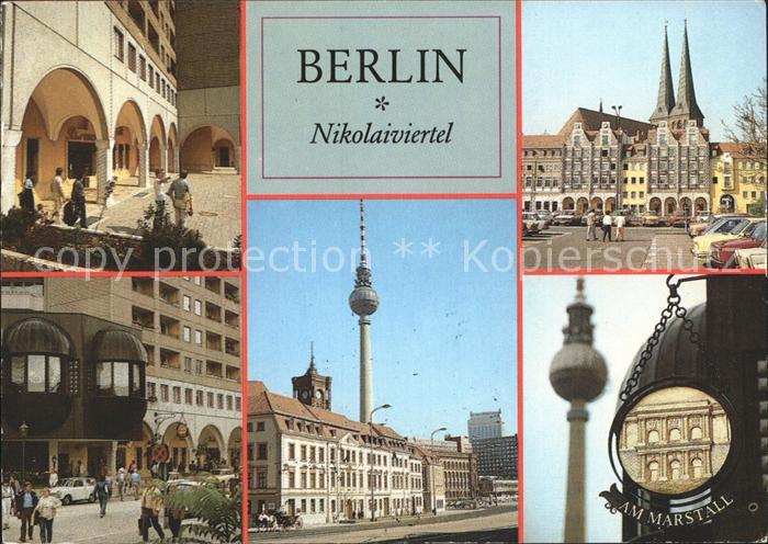 BERLIN  CITY Nikolaiviertel Teilansichten Fernsehturm Rathaus Am Marstall