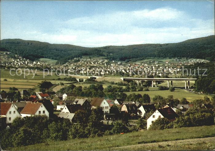 Sinn Hessen Blick von Greifenstein auf Edingen und Sinn Autobahnbruecke