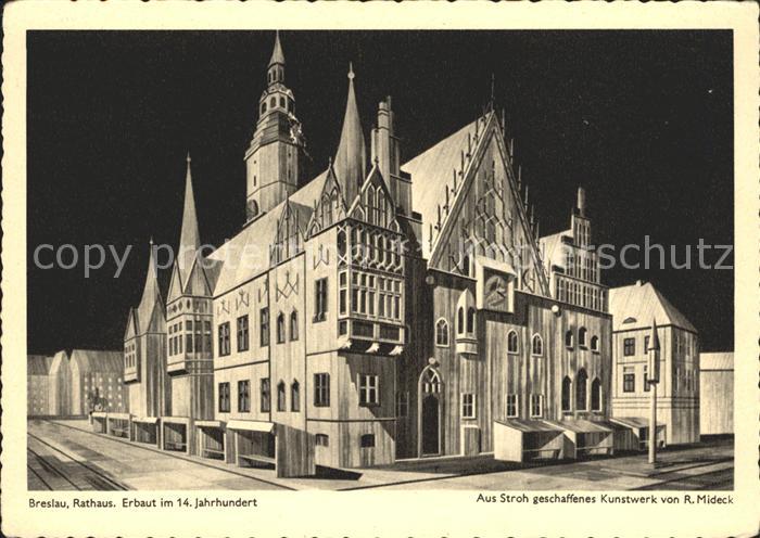 Breslau Niederschlesien Rathaus Kunstwerk aus Stroh