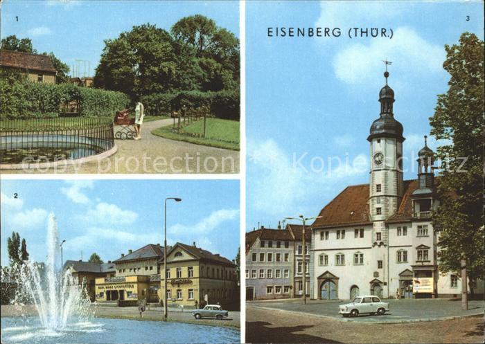 Eisenberg Thueringen Schlossgarten Platz der Republik Rathaus Fontaene
