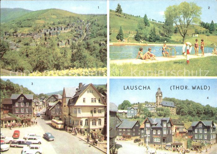 Lauscha Teilansicht Schwimmbad Kulturhaus Huettenplatz