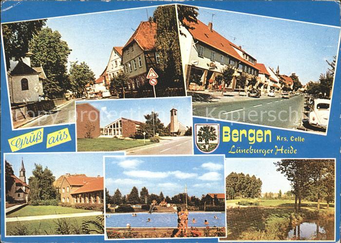 Bergen Celle Teilansichten Freibad Kirche Park