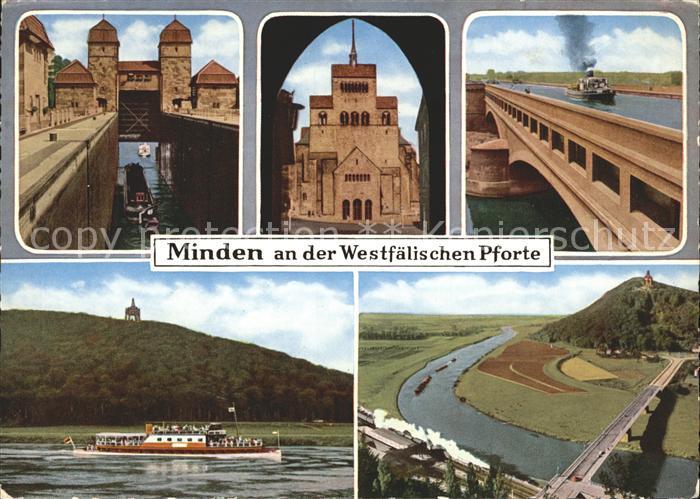 Minden Westfalen Schleuse Porta Westfalica Schiffsbruecke Dampfer