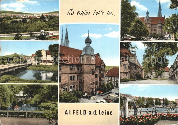 Alfeld Leine Panorama Leinebruecke Schloss Kirche Teich Schwimmbad