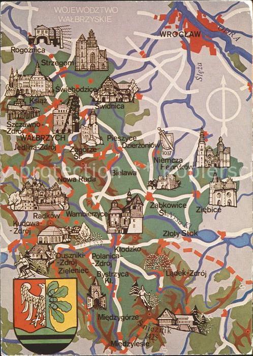 Polen Wojewodztwo Walbrzyskie Gebietskarte