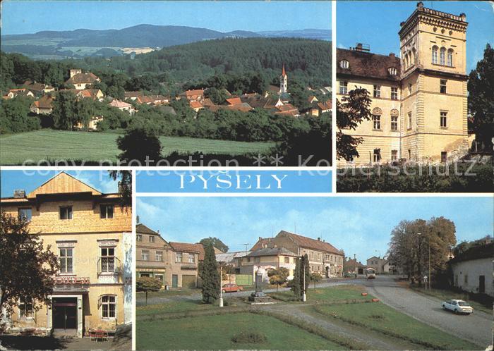 Pysely Pysel Celkovy pohled Zamek Hotel Doly Stred obce