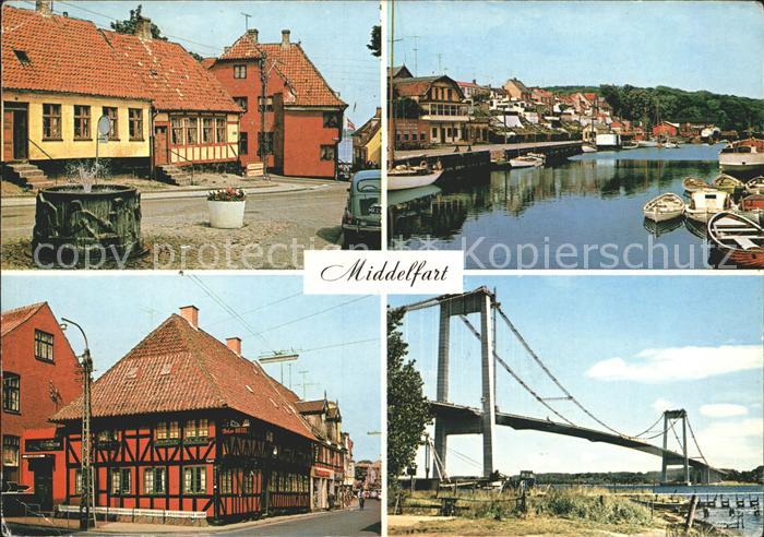 Middelfart Fisketorvet med Marsvinsbronden Havnen Holms Hotel De ny Lillebaeltsb