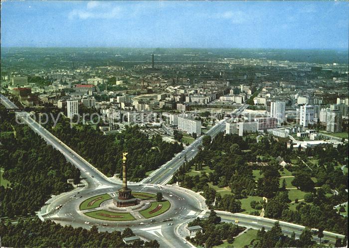 Tiergarten Berlin Siegessaeule und Hansaviertel Fliegeraufnahme