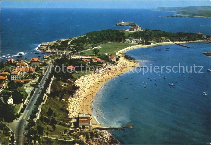 Santander Playa y Palaco de la Magdalena Vista aerea