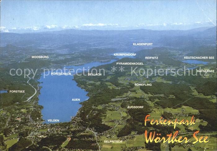 Velden Woerthersee Panoramakarte Auen Schiefling Selpritsch Forstsee