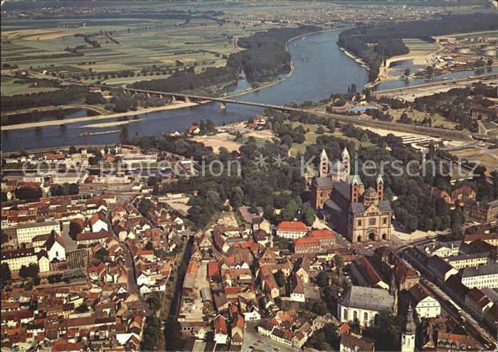 Speyer Rhein Fliegeraufnahme Dom Rheinpartie