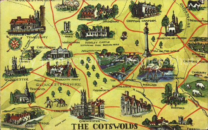 Cotswolds uebersichtskarte Sehenswuerdigkeiten