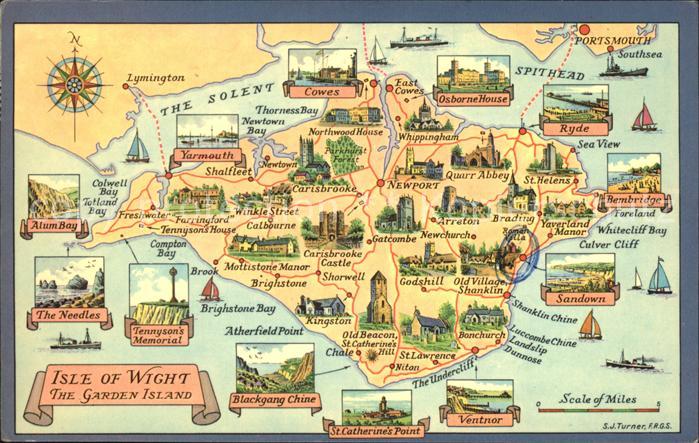 Isle of Wight UK uebersichtskarte Sehenswuerdigkeiten