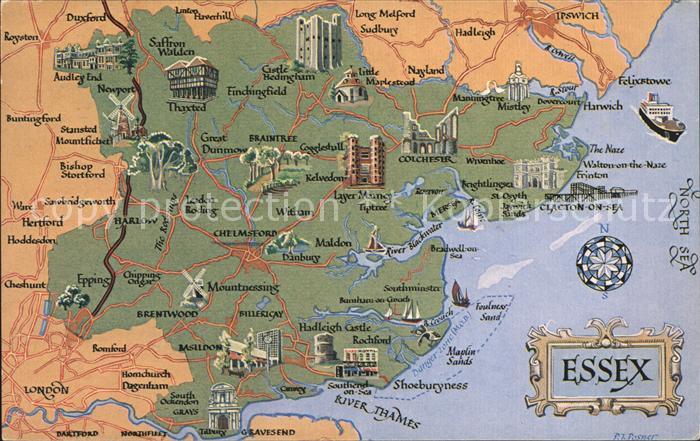 Essex Grafschaft uebersichtskarte Sehenswuerdigkeiten