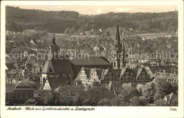 Ansbach Mittelfranken Blick zur Gumbertuskirche und Landgericht