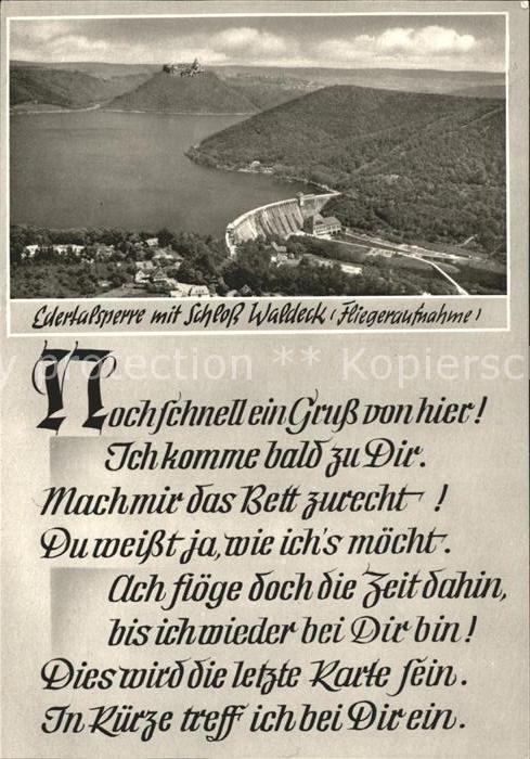 Edersee Edertalsperre Sperrmauer Schloss Waldeck Fliegeraufnahme