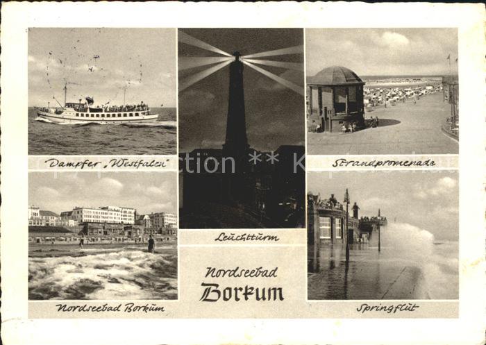 BORKUM Nordseebad Niedersachsen Dampfer Westfalen Strandpromenade Leuchtturm Spr