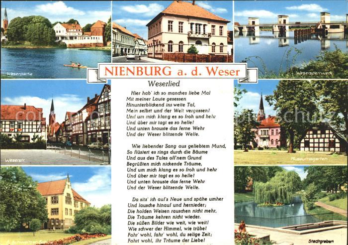 Nienburg Weser Sperrwerk Museumsgarten Stadtgraben Weserstrasse Schule Weserlied