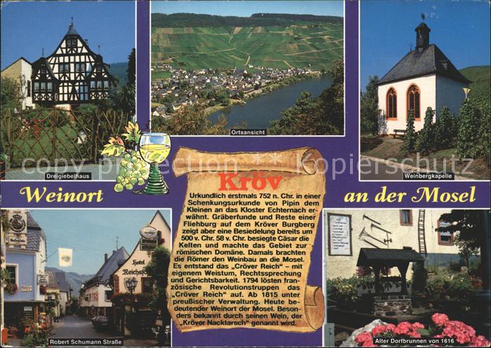 Kroev Mosel Dreigiebelhaus Fachwerk Kapelle Robert Schumann Strasse Dorfbrunnen
