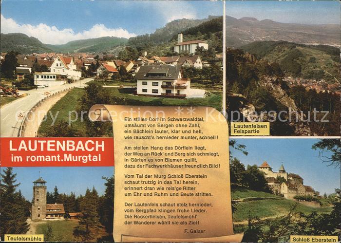 Lautenbach Gernsbach Teufelsmuehle Lautenfelsen Schloss Eberstein Gedicht Murgta