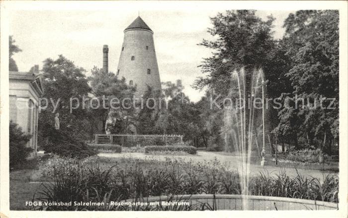 Salzelmen Bad FDGB Volksbad Rosengarten mit Bohrturm