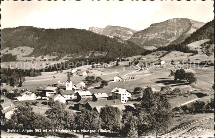 Steibis Oberstaufen Bayern Panorama mit Rindalphorn und Hochgrat Allgaeuer Alpen