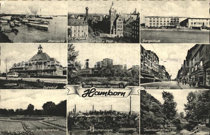 Hamborn Rhein Dampfer Rathaus Post Bergschule Strassenpartie Zeche Bahnhof Jubil