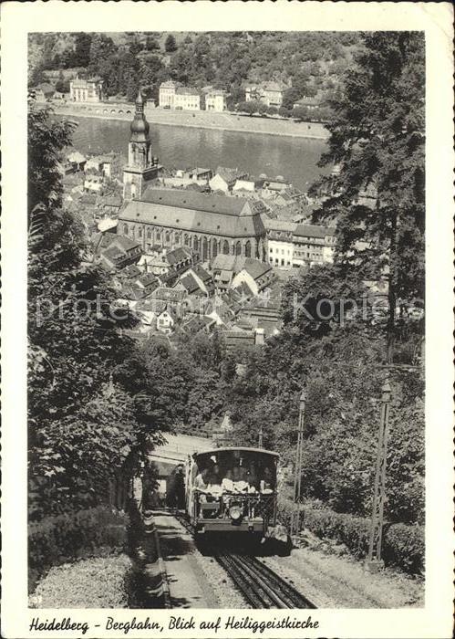 Heidelberg Neckar Bergbahn Blick auf Heiliggeistkirche