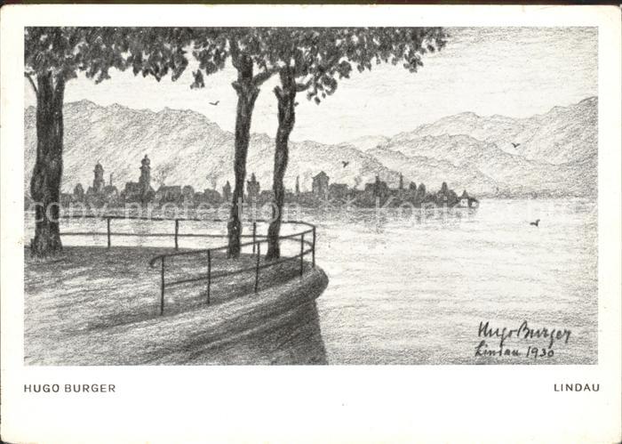 Lindau Bodensee Kuenstlerkarte Hugo Burger