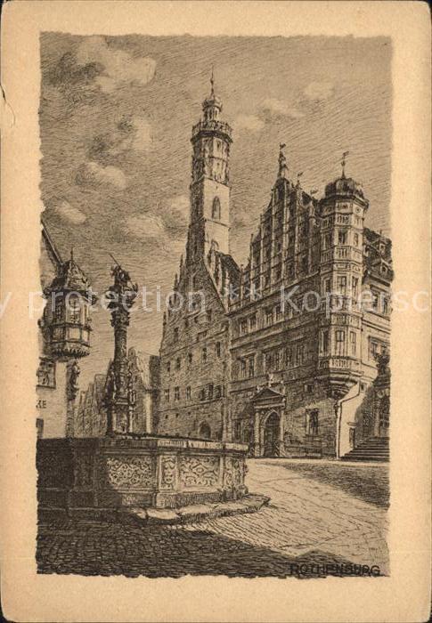 Rothenburg Tauber Rathaus Sankt Georgsbrunnen