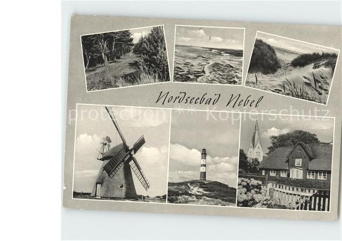 Nebel Amrum Waldweg Meer Duenendurchgang Alte Muehle Leuchtturm Friesenhaus