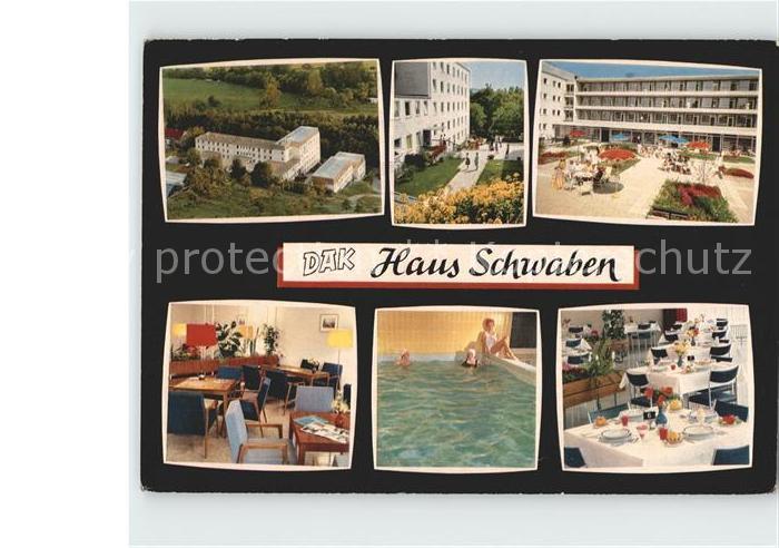 Bad Mergentheim Haus Schwaben der DAK Fliegeraufnahme Gastraum Zimmer Hallenbad