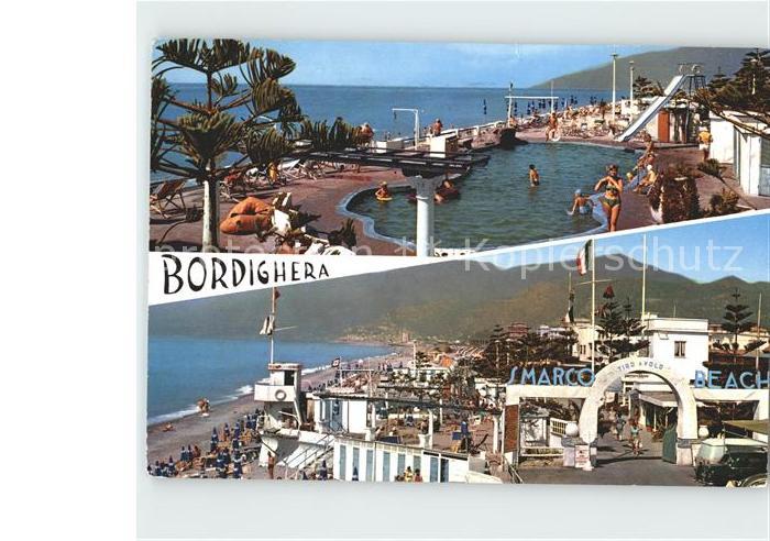 Bordighera S Marco Beach Swimmingpool Strandpartie