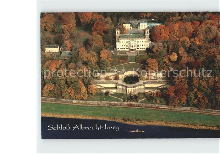 DRESDEN Elbe Schloss Albrechtsberg Fliegeraufnahme