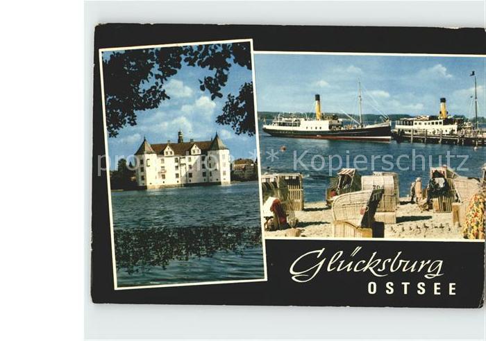 Gluecksburg Ostseebad Schloss Dampfer Strandpartie