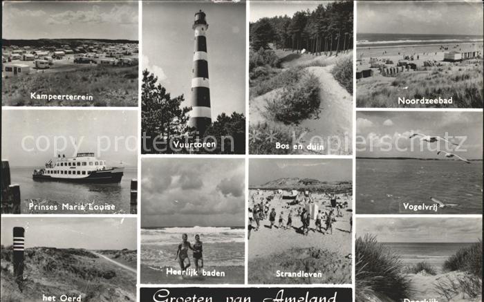 Ameland Prinses Maria Louise Kampeerterrein Oerd Vuurtoren Bos en duin