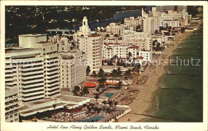 Miami Beach Hotel Row Along Golden Sands